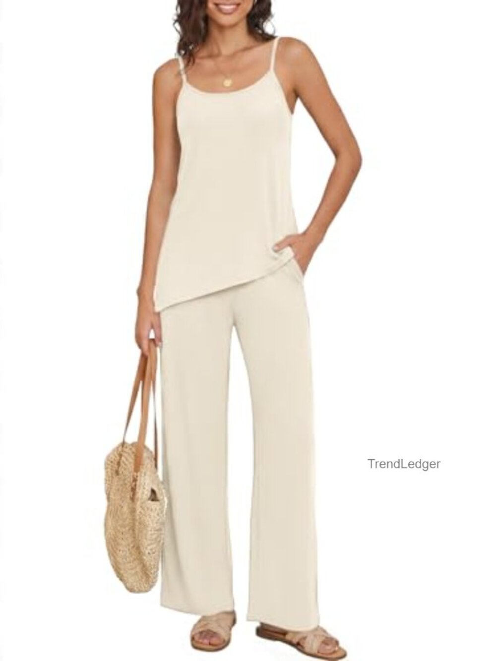 2 Piece Cami & Wide Leg Pant Lounge Set